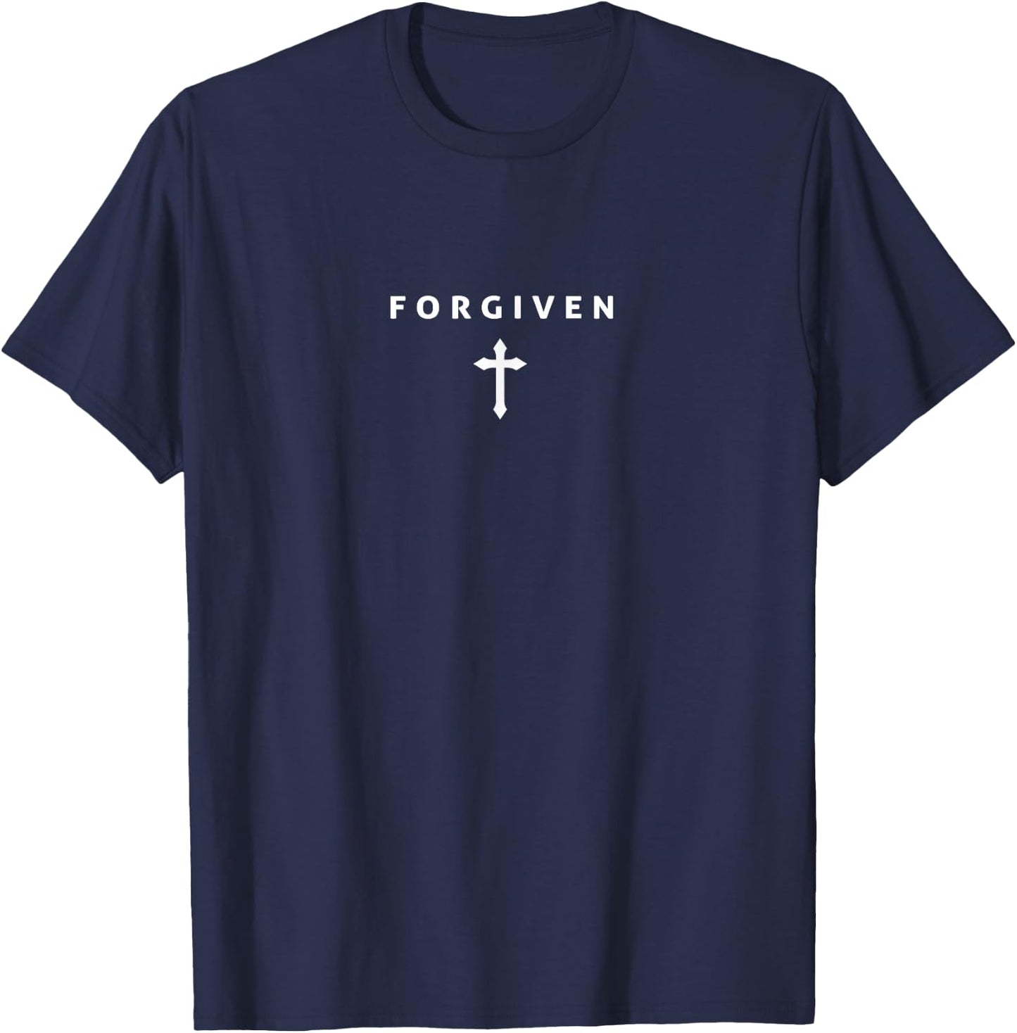 Christian Minimalist Religious Christ Forgiven and Cross T-Shirt - T-Shirt | Navy