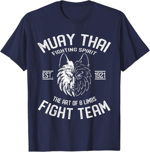 Muay Thai Wolf Fight Team - Nak Muay, Kickboxing Gift T-Shirt - T-Shirt | Navy
