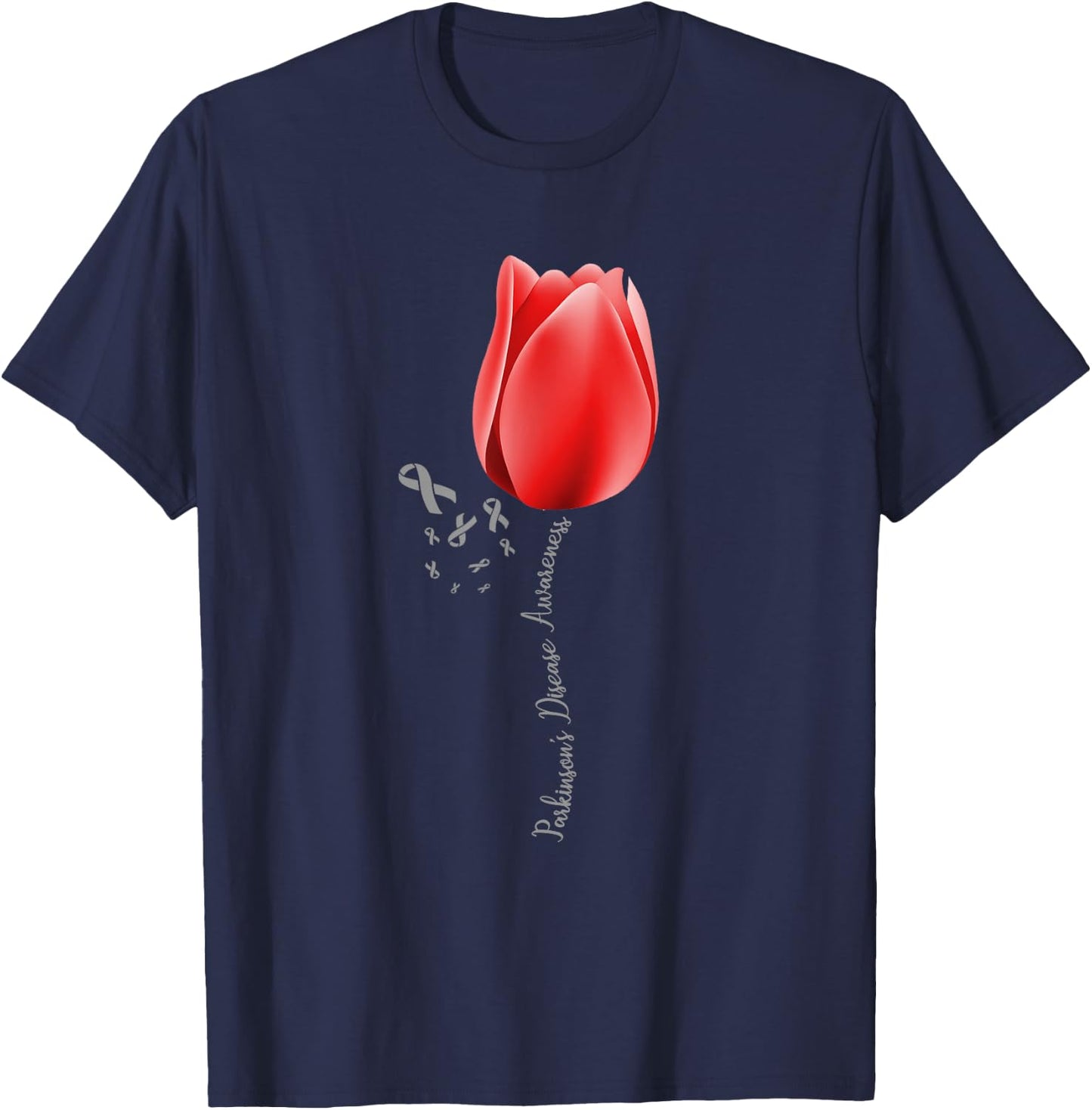 Parkinson Disease Awareness Tulip April Month Pretty T-Shirt - T-Shirt | Navy