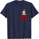 Cute Snowman Inside Buffalo Plaid Pocket Holiday Christmas T-Shirt - T-Shirt | Navy