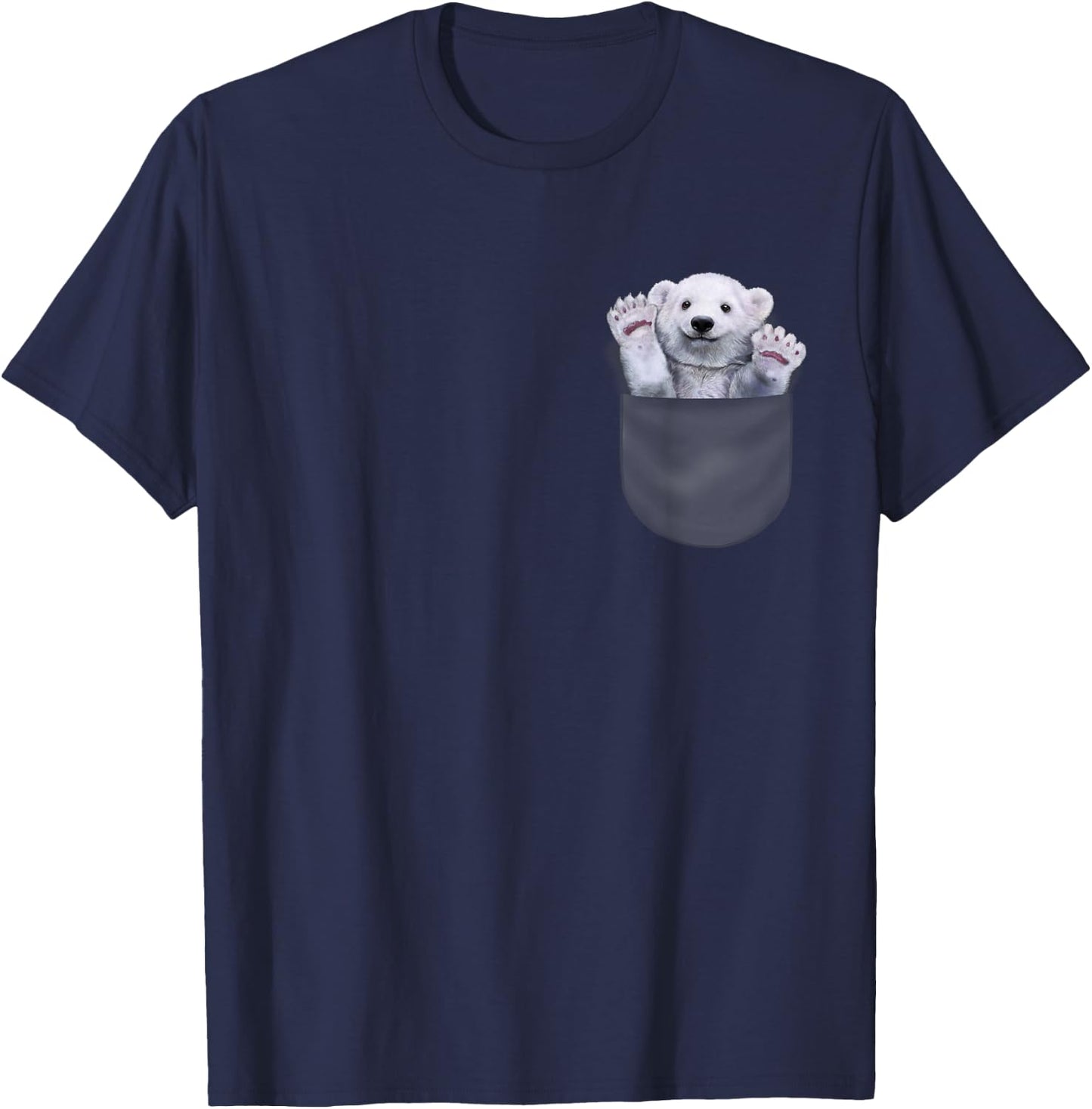 Cute Polar Bear in Pocket T-Shirt - T-Shirt | Navy