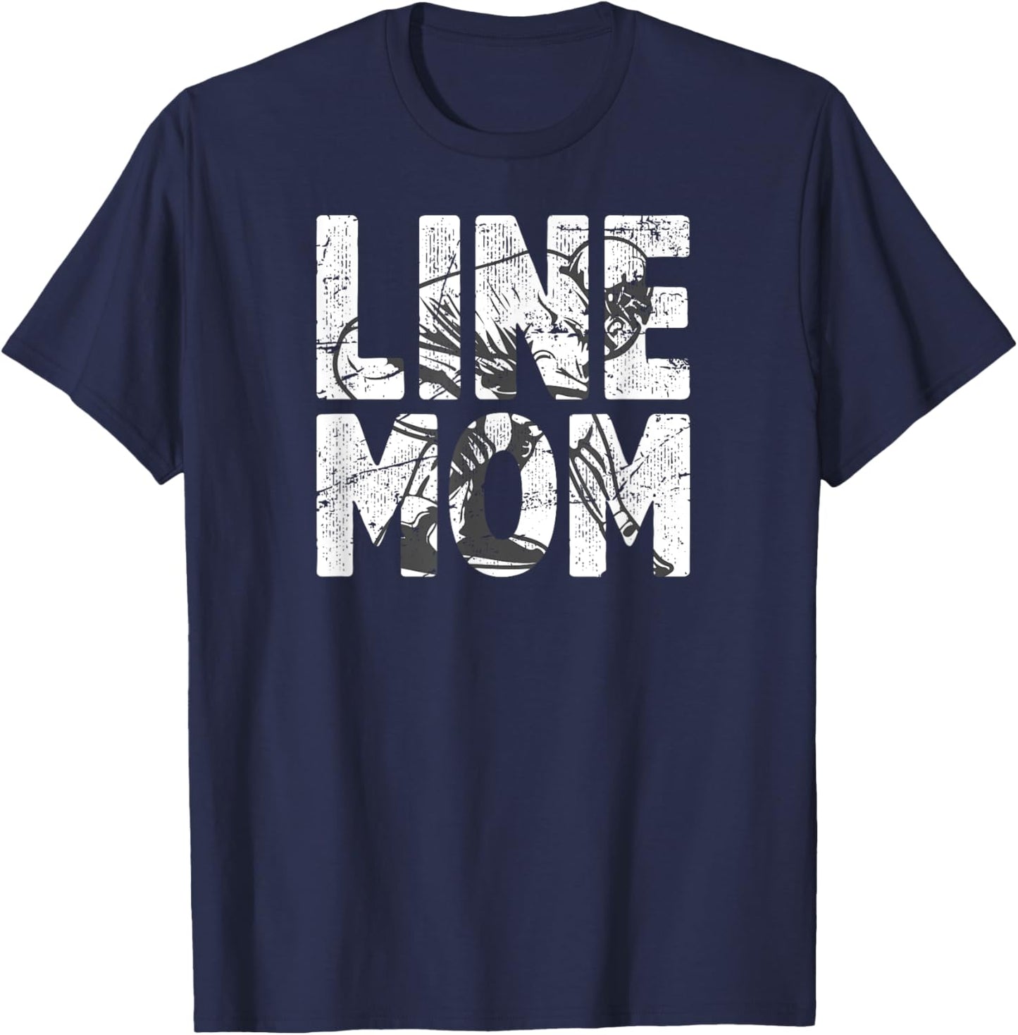 Football Line Mom Of A Football Lineman Mother T-Shirt - T-Shirt | Navy