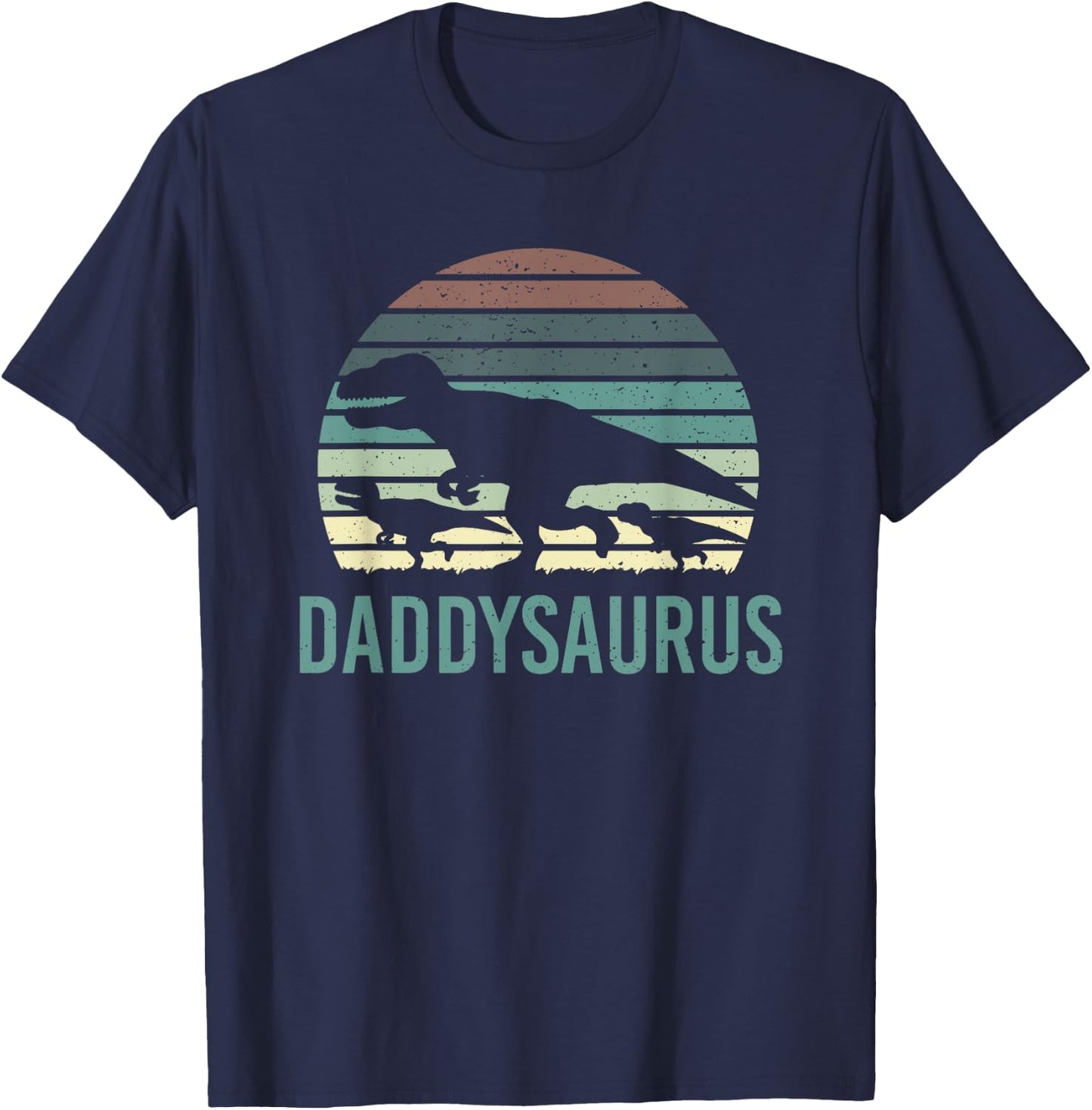 Daddysaurus Fathersday Dad Papa Family Dinosaurs Vintage T-Shirt - T-Shirt | Navy