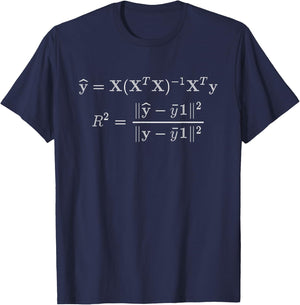 Linear Regression Fit & R-Squared Statistics & Data Science T-Shirt - T-Shirt | Navy