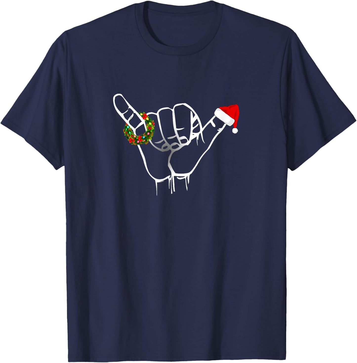 Shaka Sign Aloha Hand Good Vibe Hawaii Christmas Shaka T-Shirt - T-Shirt | Navy