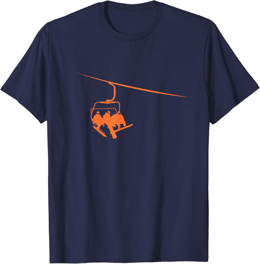 Snowboard Lift Boarding Relaxing in Lift Ski Winter Sport T-Shirt - T-Shirt | Navy