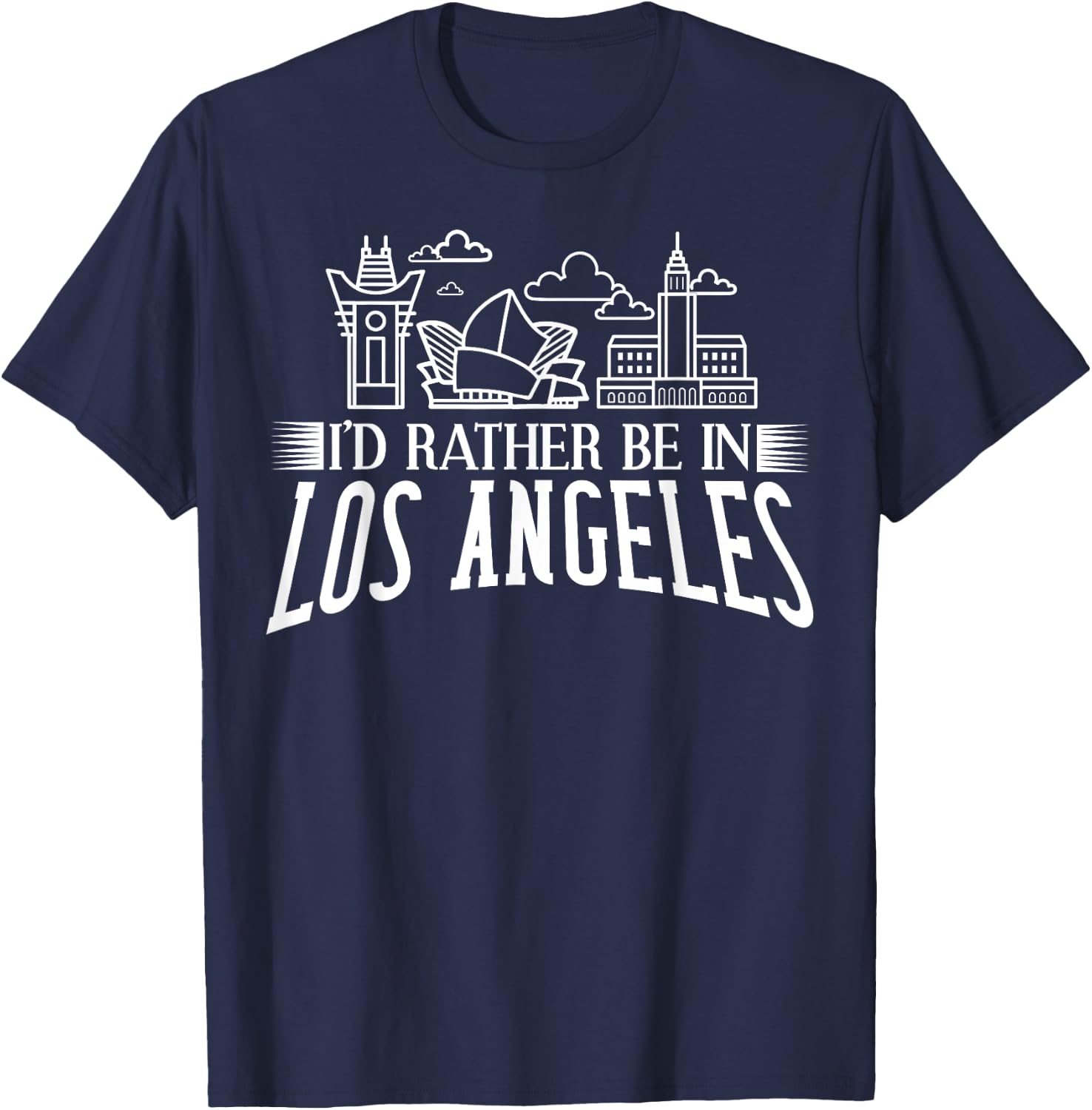 Los Angeles California City Skyline Map Travel T-Shirt - T-Shirt | Navy