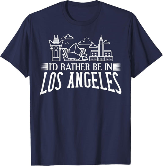 Los Angeles California City Skyline Map Travel T-Shirt - T-Shirt | Navy