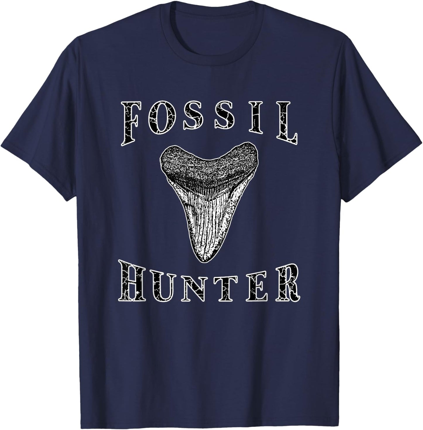Megalodon Tooth Sharks Tooth Fossil Hunter Paleontologist T-Shirt - T-Shirt | Navy