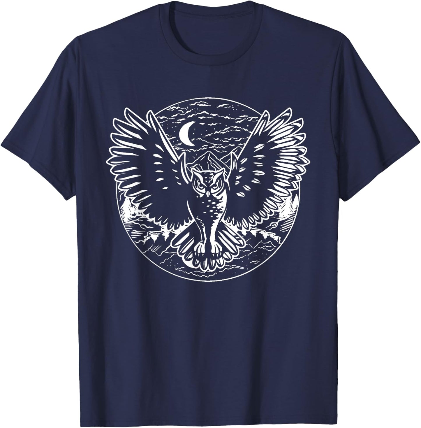 Owl | White Owl | Cute Owl | Red Owl | Night Owl Graphic T-Shirt - T-Shirt | Navy