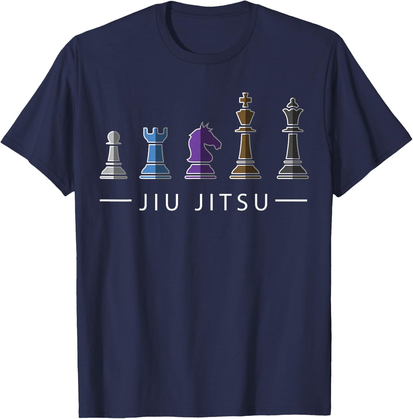 Funny BJJ Brazilian Jiu Jitsu Chess Belt Fighter MMA Gifts T-Shirt - T-Shirt | Navy