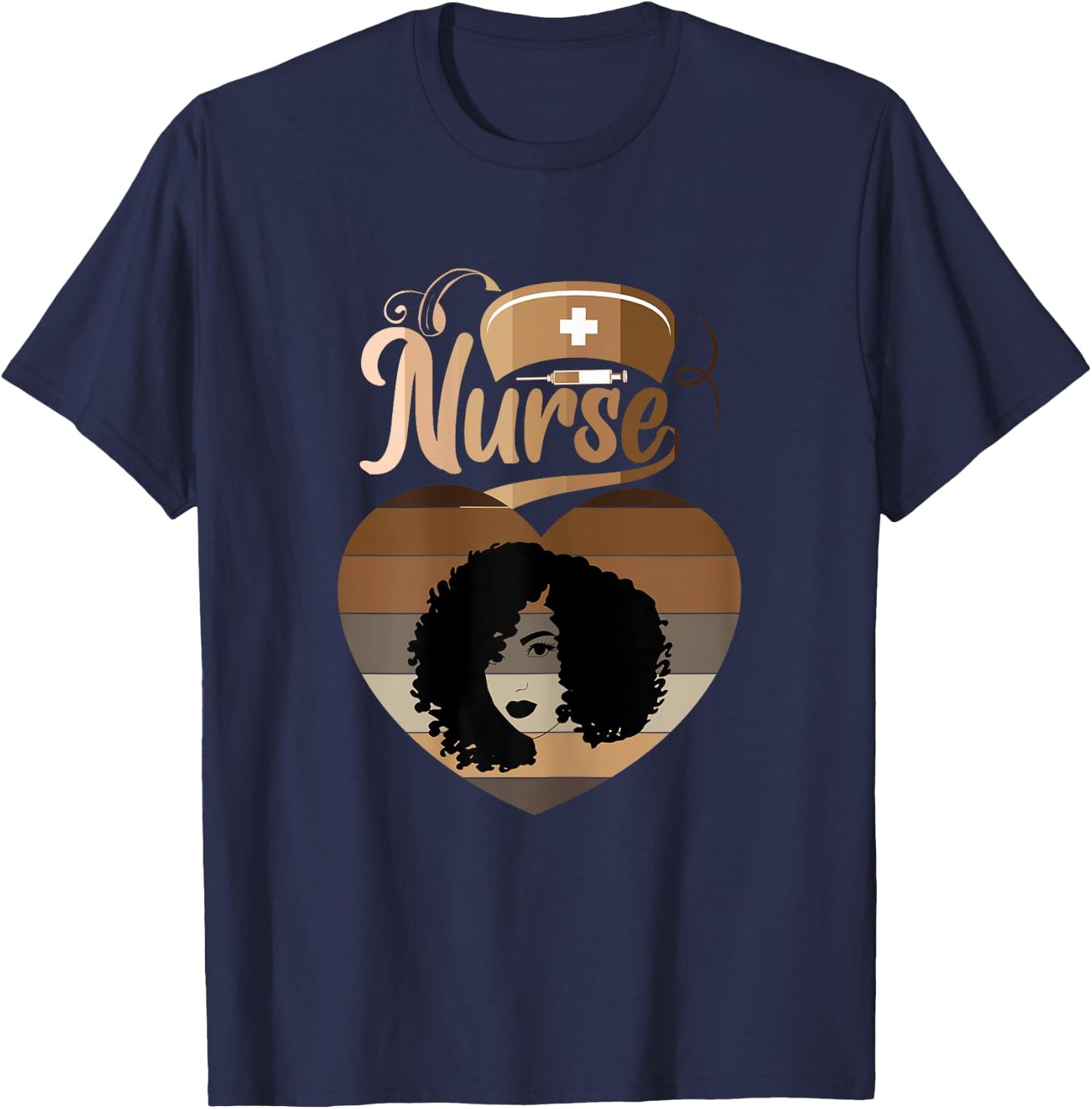 Afro Black Nurse Melanin African American Funny Nurse T-Shirt - T-Shirt | Navy