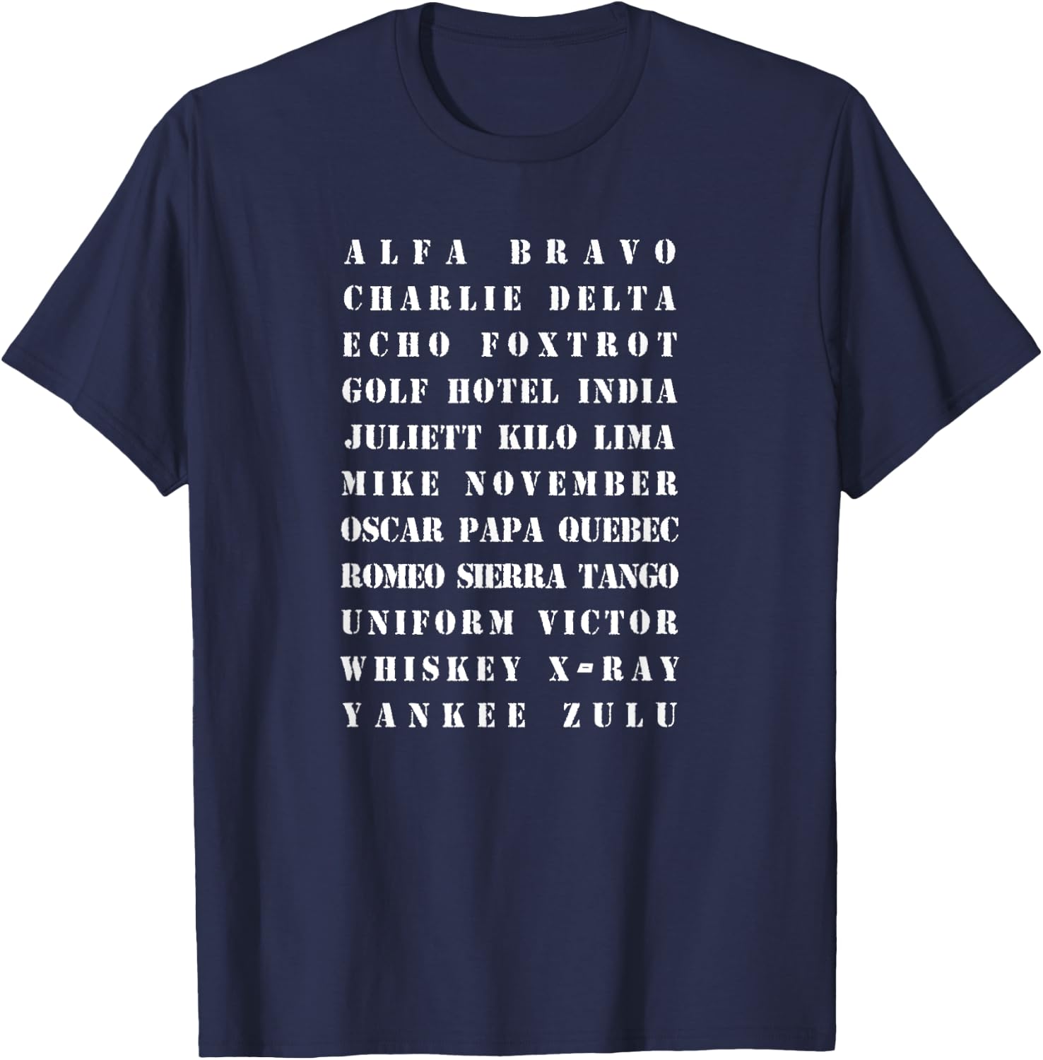 Phonetic Military Alphabet Graphic T-Shirt - T-Shirt | Navy