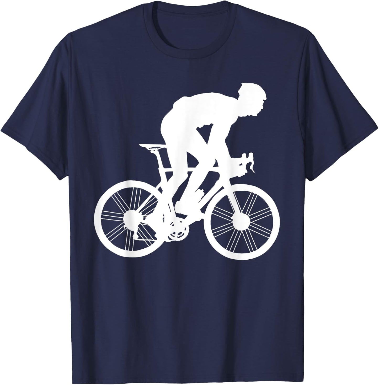 Silhouette Road Cycling Athlete Bike Ride Cyclist Biker Race T-Shirt - T-Shirt | Navy