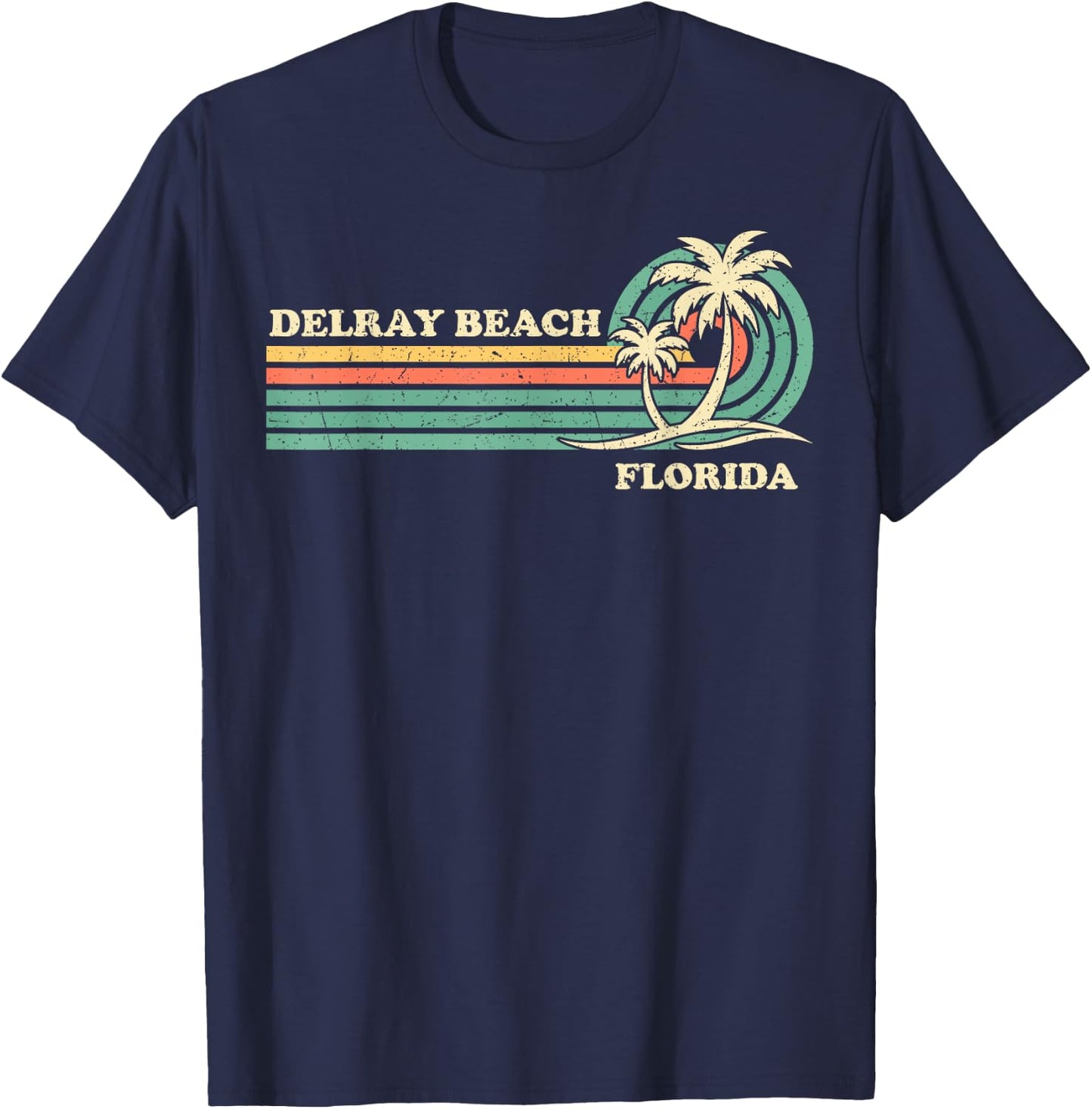 Vintage Retro Summer Vacation Florida Delray Beach T-Shirt - T-Shirt | Navy