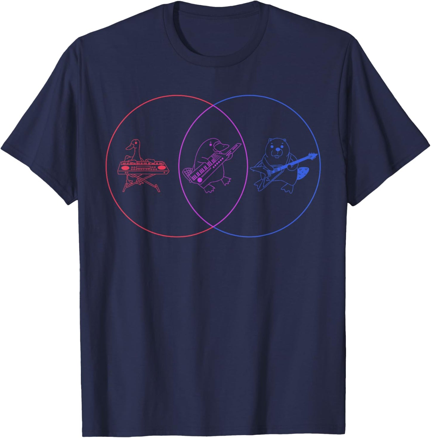 Funny Venn Chart - Duck Platypus Beaver T-Shirt - T-Shirt | Navy
