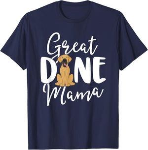 Fawn Great Dane Mama Dog Owner Shirts Women Mom Gift T-Shirt - T-Shirt | Navy
