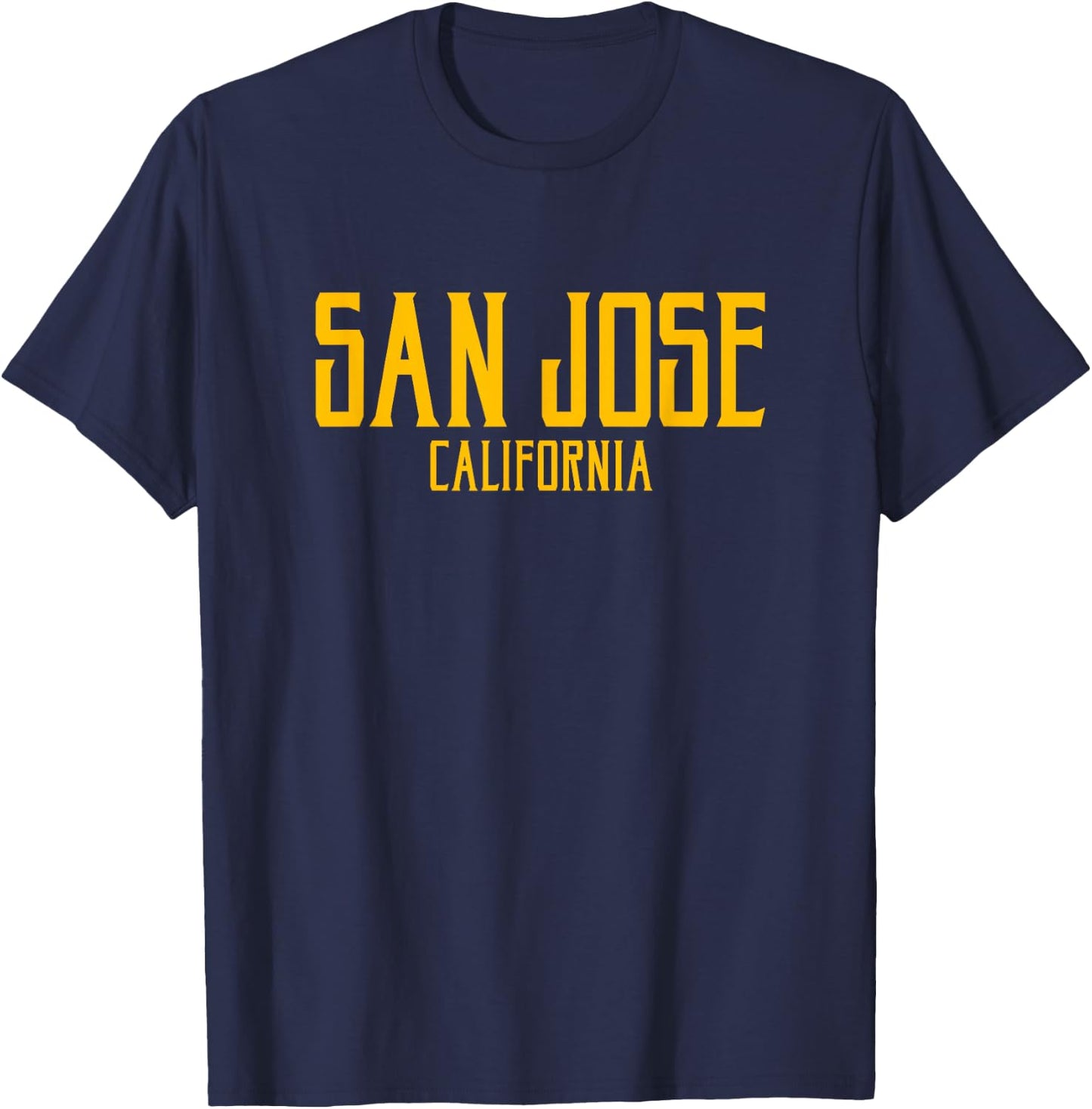 San Jose California Text Amber Print T-Shirt - T-Shirt | Navy