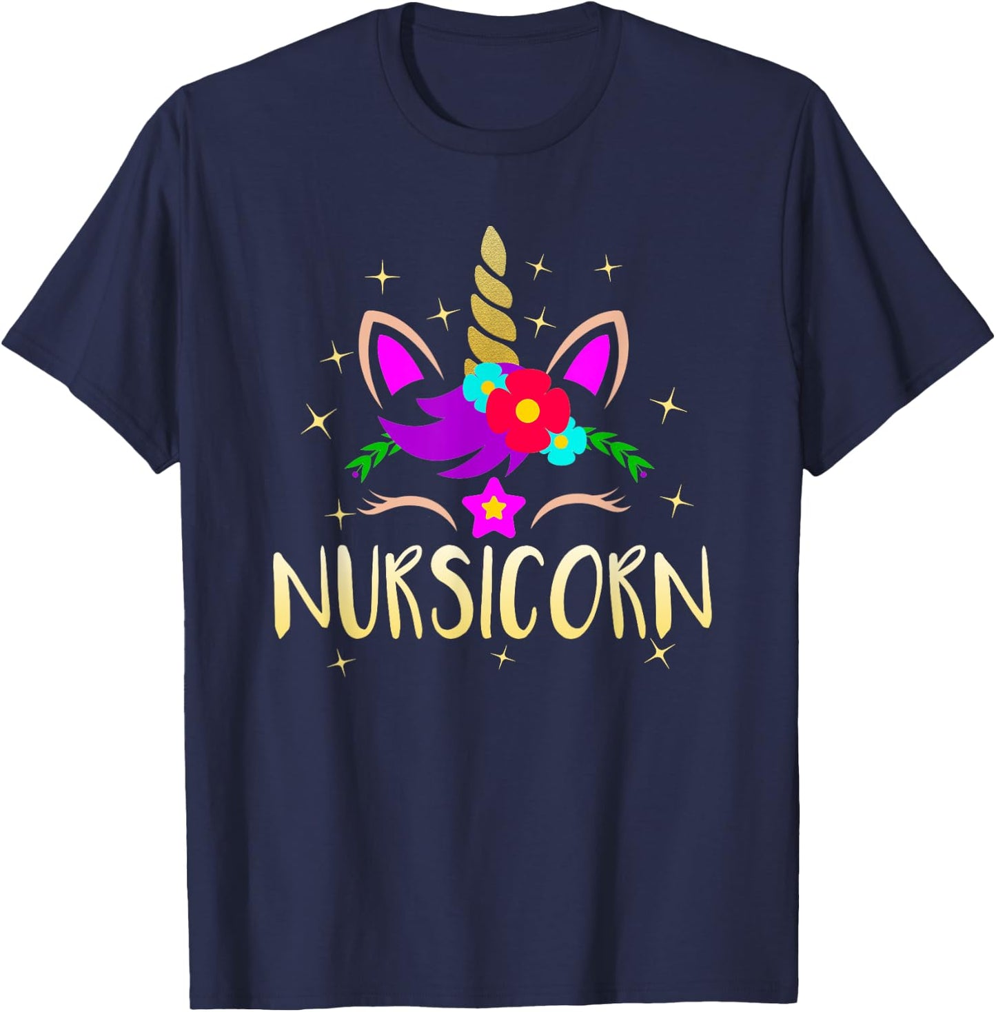 Nursicorn Funny Unicorn Female Nurse T-Shirt - T-Shirt | Navy