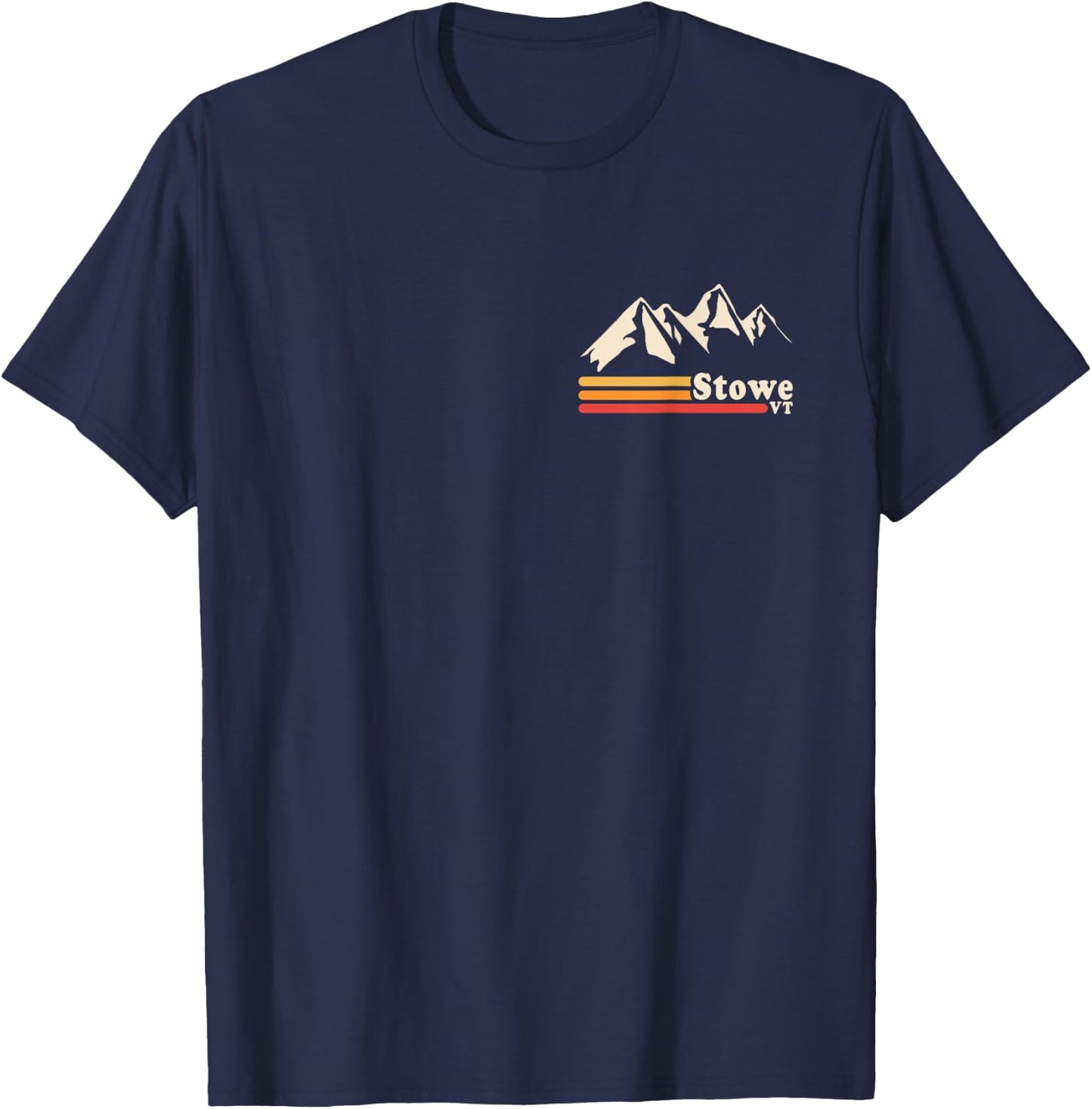 Retro Stowe Vermont VT Mountains Ski T-Shirt - T-Shirt | Navy