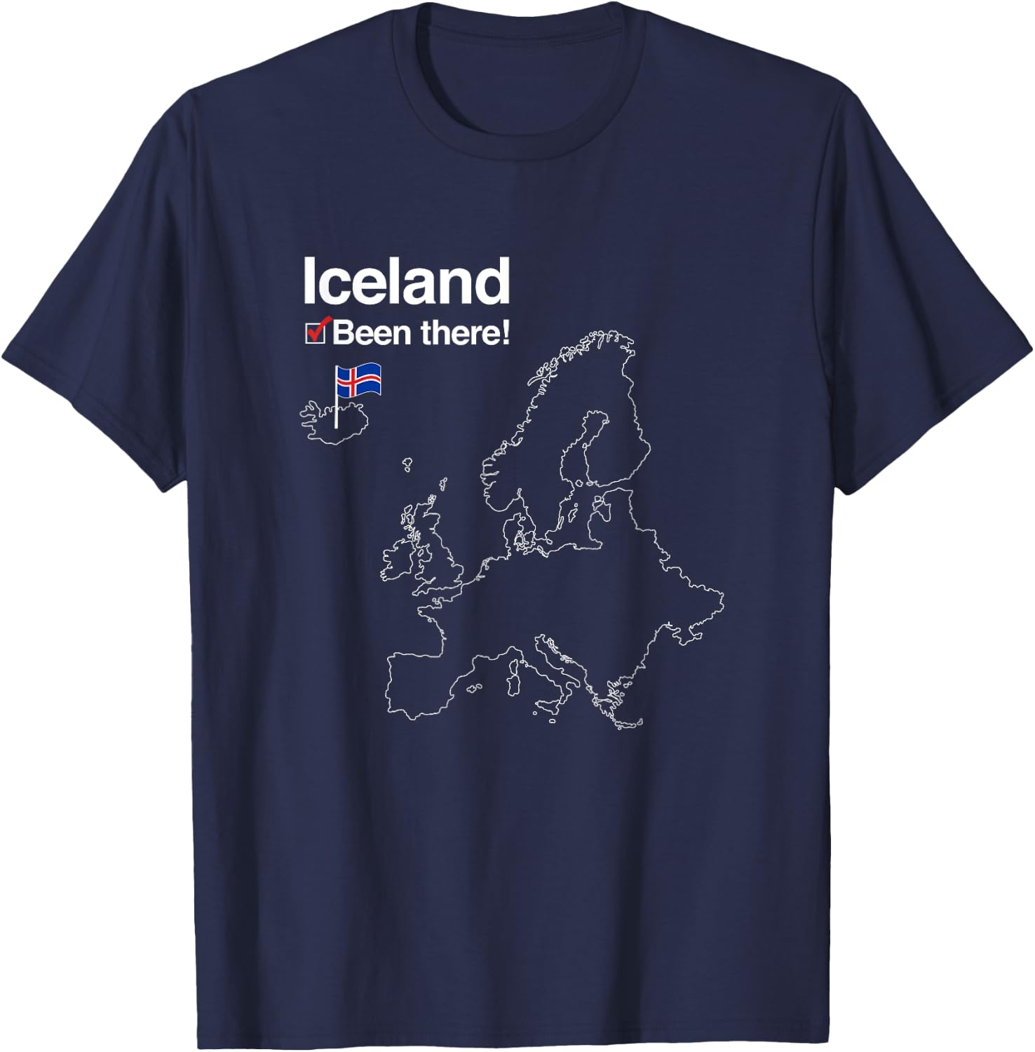 Flag and Map of Iceland T-Shirt - T-Shirt | Navy