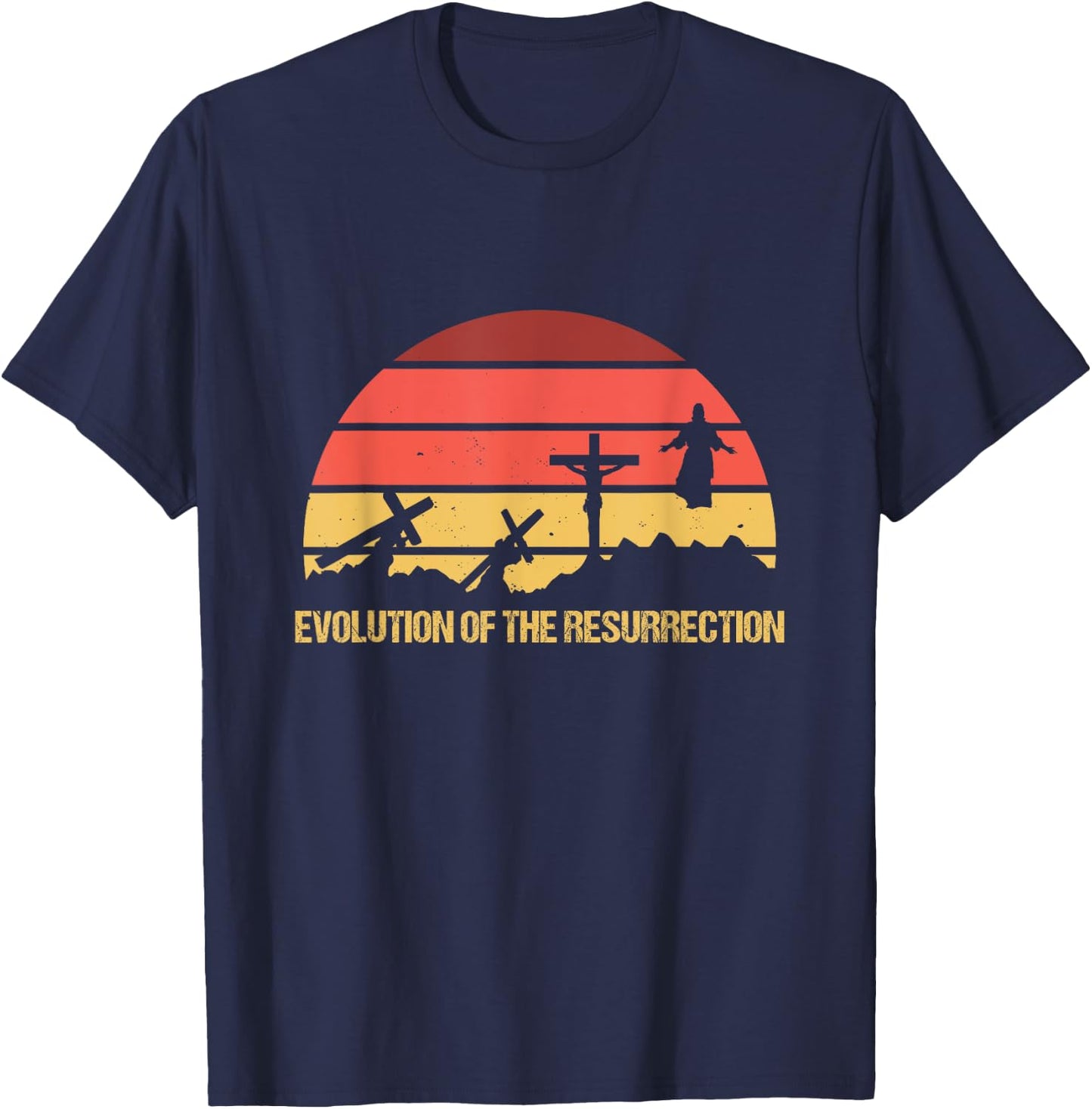 Resurrection Evolution Jesus Christ Religion Prayer God Gift T-Shirt - T-Shirt | Navy