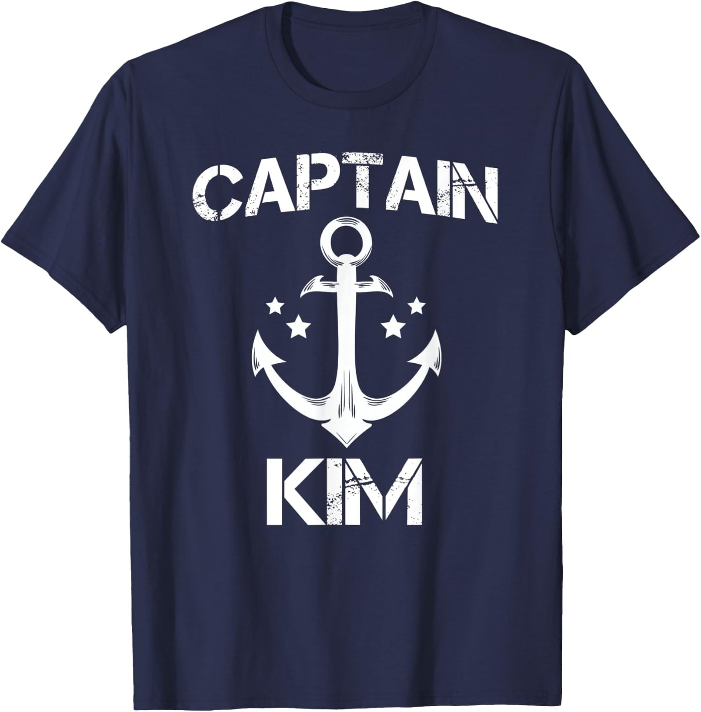 CAPTAIN KIM Funny Birthday Personalized Name Boat Gift T-Shirt - T-Shirt | Navy