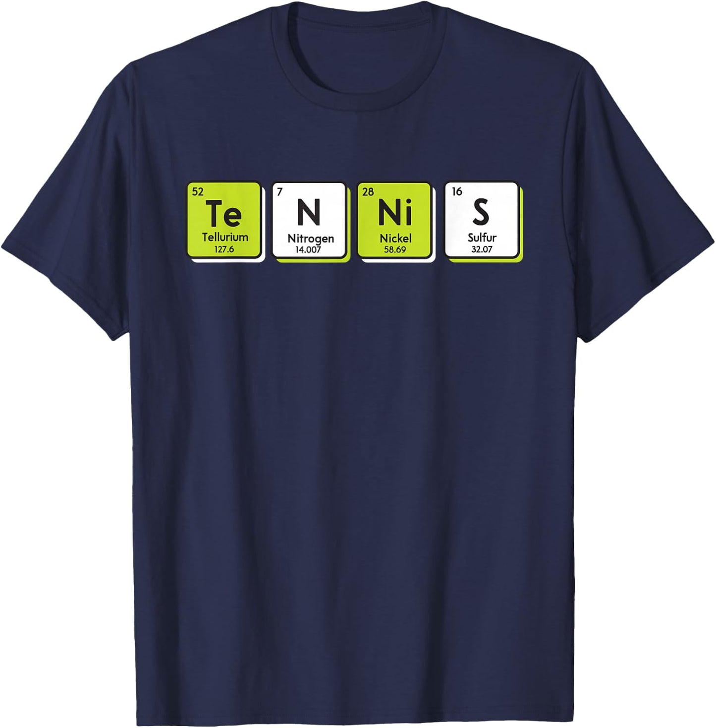 Tennis Periodic Table Elements Sport Funny Player Coach Gift T-Shirt - T-Shirt | Navy