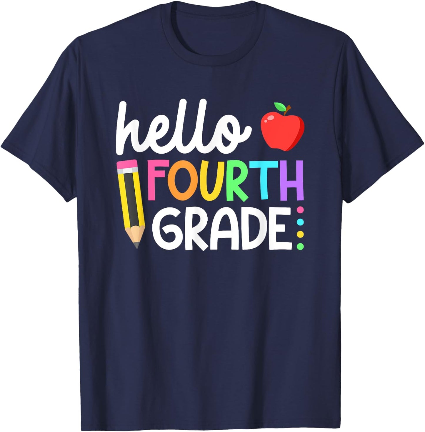 Hello Fourth Grade Team 4th Grade Back to School Teacher Kid T-Shirt - T-Shirt | Navy
