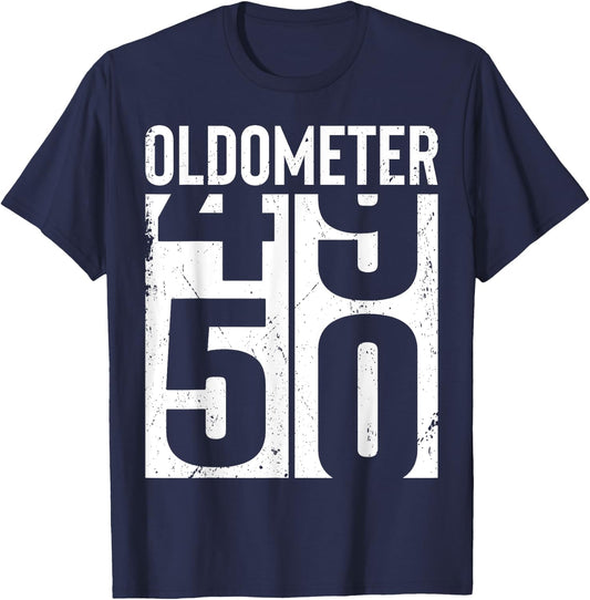 Funny 50 Years Old 50th Birthday Odometer Oldometer Gift Men T-Shirt - T-Shirt | Navy