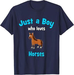 Horse Shirt for Boys | Children's Horse T-Shirt - T-Shirt | Navy