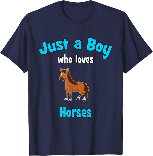 Horse Shirt for Boys | Children's Horse T-Shirt - T-Shirt | Navy