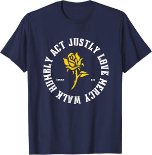 Act Justly Love Mercy Walk Humbly Micah 6:8 Christian Jesus T-Shirt - T-Shirt | Navy