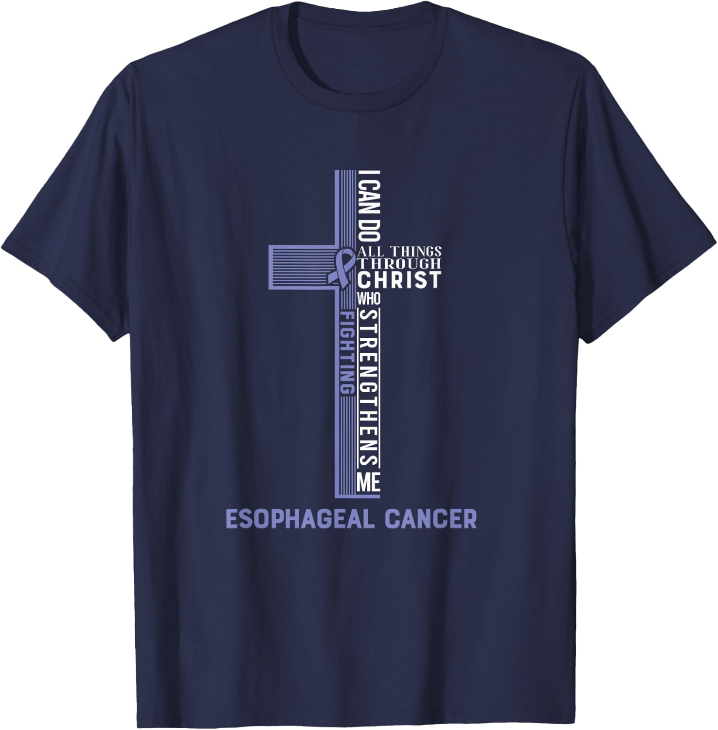 Esophageal Cancer Fight Cancer Ribbon T-Shirt - T-Shirt | Navy