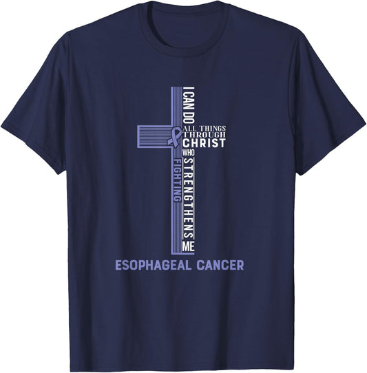Esophageal Cancer Fight Cancer Ribbon T-Shirt - T-Shirt | Navy