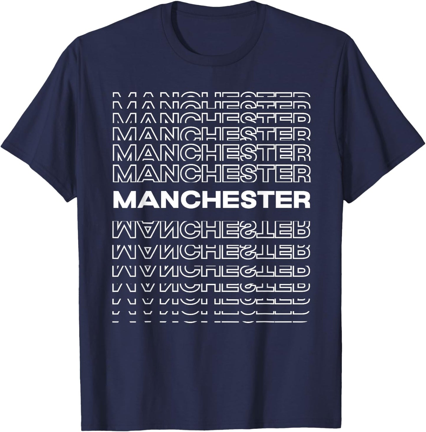 Minimalist City - United Kingdom Modern Manchester T-Shirt - T-Shirt | Navy