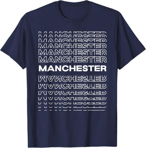 Minimalist City - United Kingdom Modern Manchester T-Shirt - T-Shirt | Navy