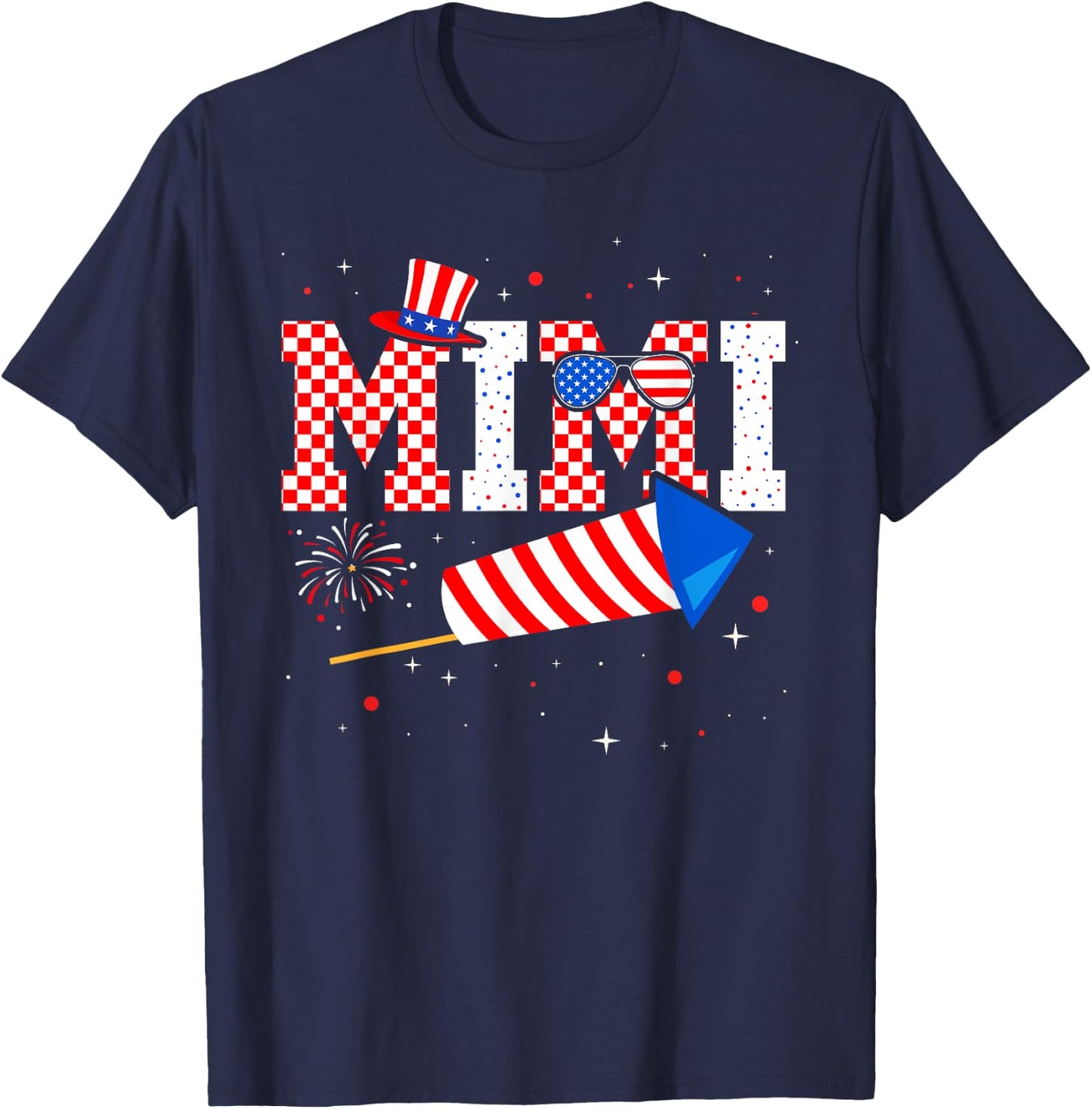 Mimi Sunglasses USA Flag Fireworks Patriotic 4th Of July T-Shirt - T-Shirt | Navy