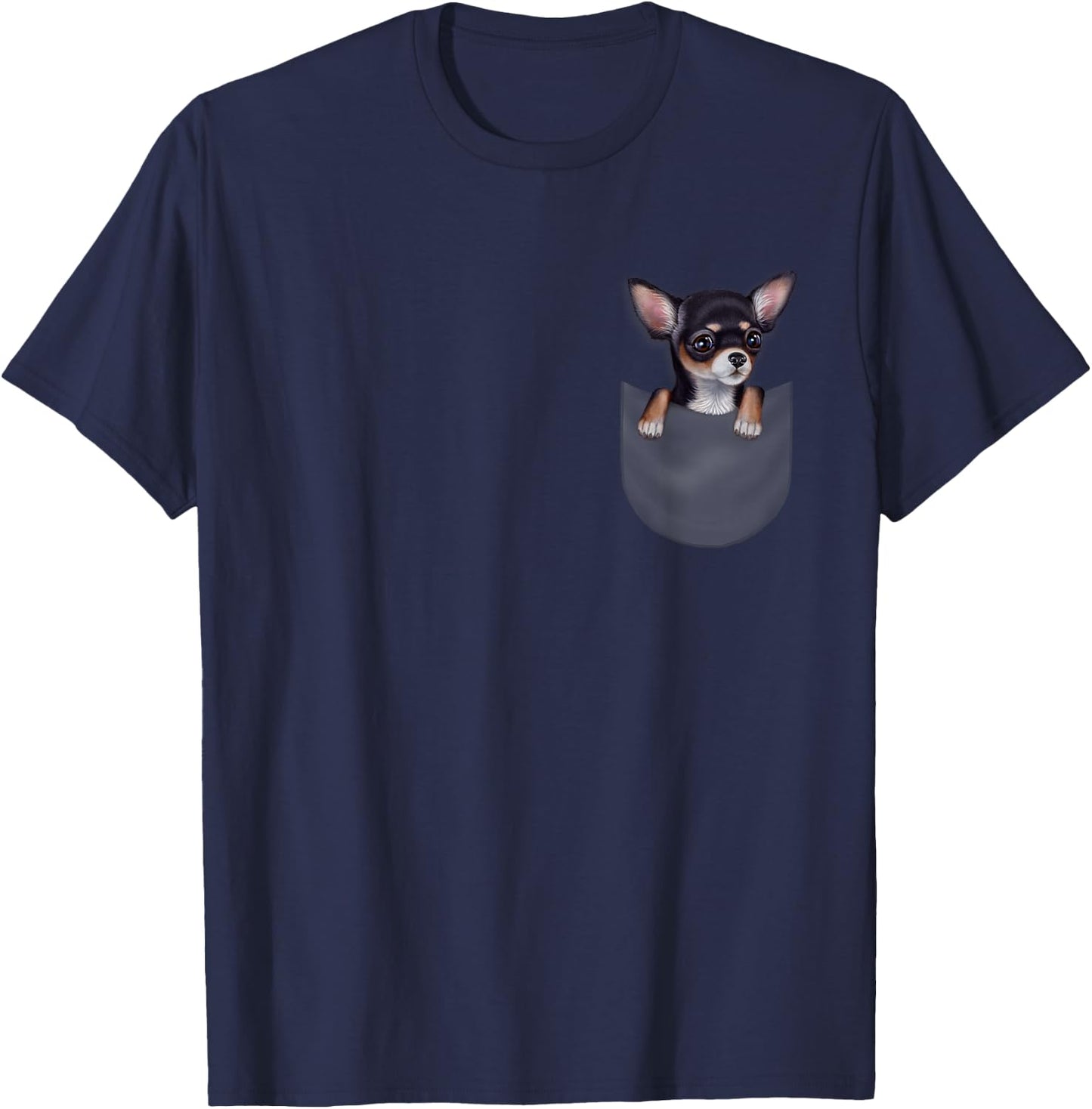 Black Chihuahua Dog in Pocket Women Kids T-Shirt - T-Shirt | Navy