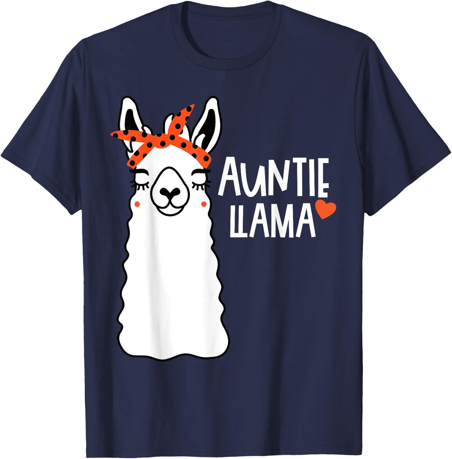 Cute Auntie Llama Funny Alpacas Llamas Lover Gift Aunt T-Shirt - T-Shirt | Navy