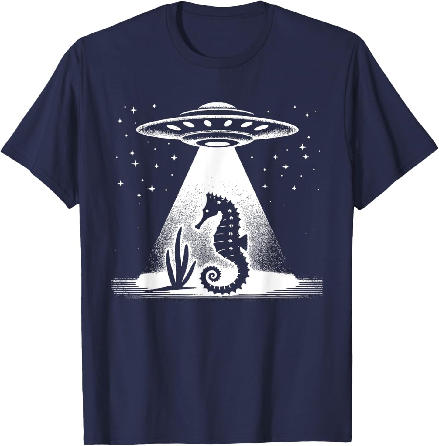 Seahorse Dad Mom Lover - Funny Alien UFO T-Shirt - T-Shirt | Navy