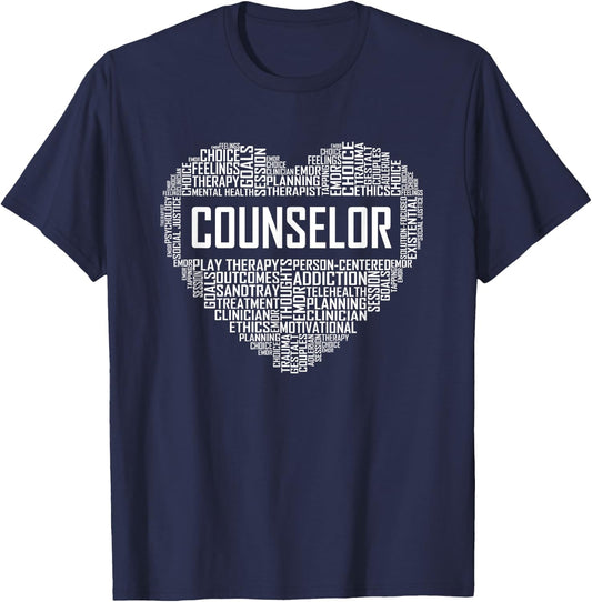 School Counselor Gift Heart Career Guidance Appreciation GIF T-Shirt - T-Shirt | Navy