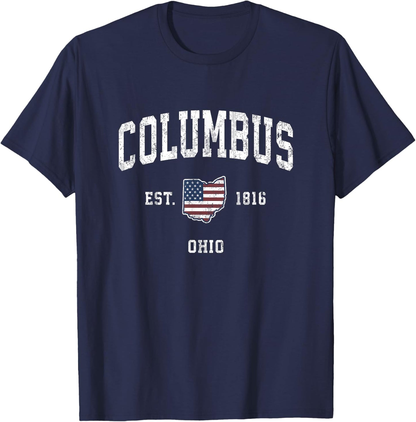 Columbus Ohio OH Vintage American Flag Sports Design Kids Men T-Shirt - T-Shirt | Navy