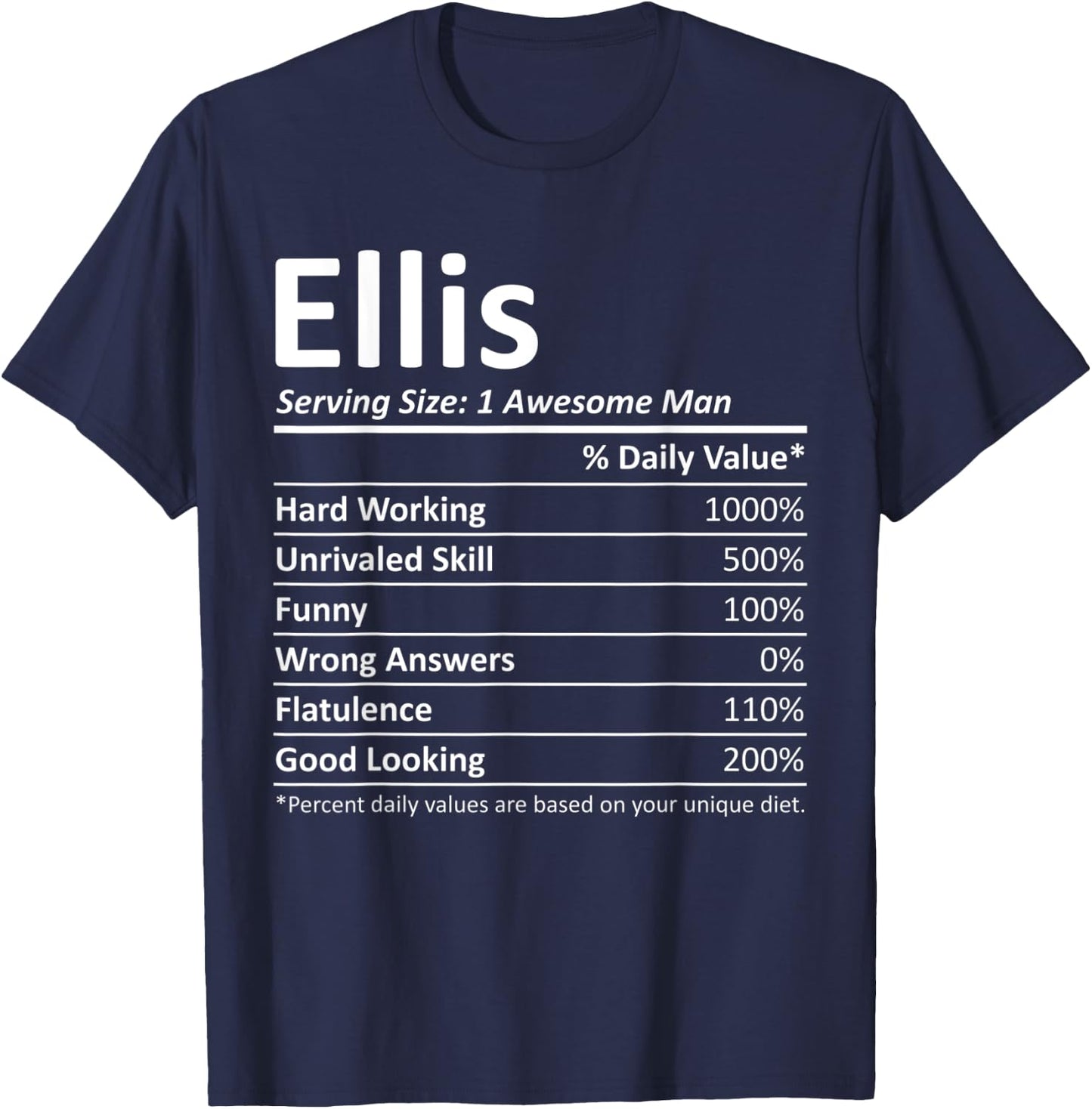 ELLIS Nutrition Funny Birthday Personalized Name Gift T-Shirt - T-Shirt | Navy