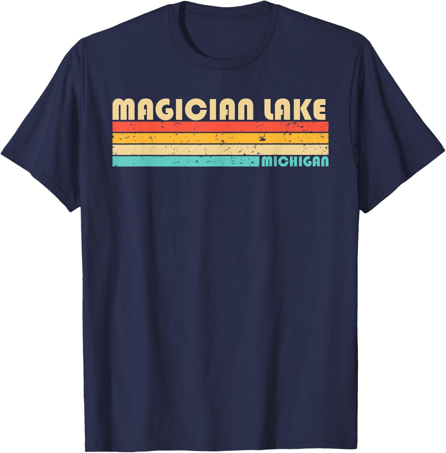 MAGICIAN LAKE MICHIGAN Funny Fishing Camping Summer T-Shirt - T-Shirt | Navy