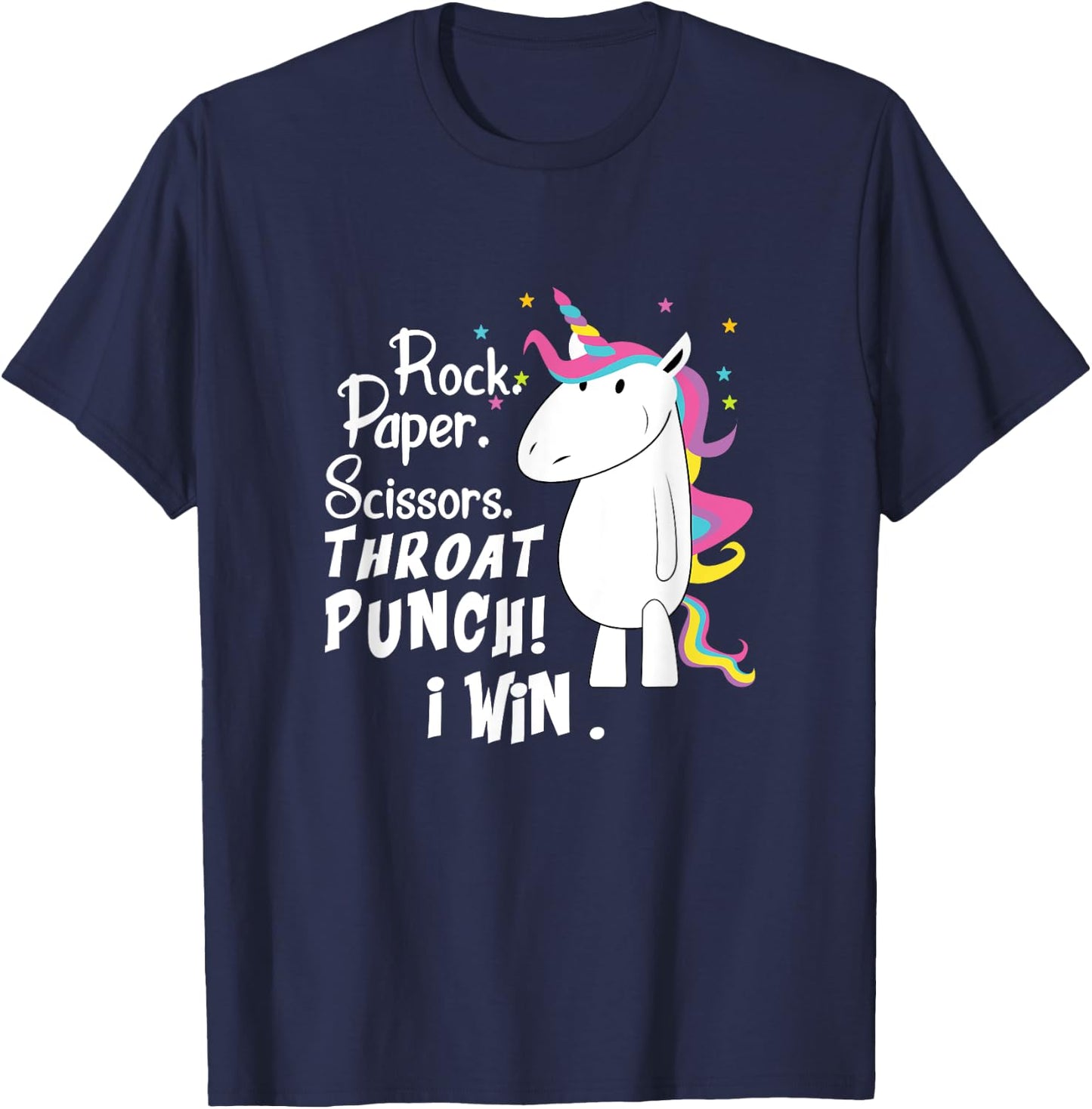 Rock Paper Scissors Throat Punch I Win Unicorn Outfit T-Shirt - T-Shirt | Navy