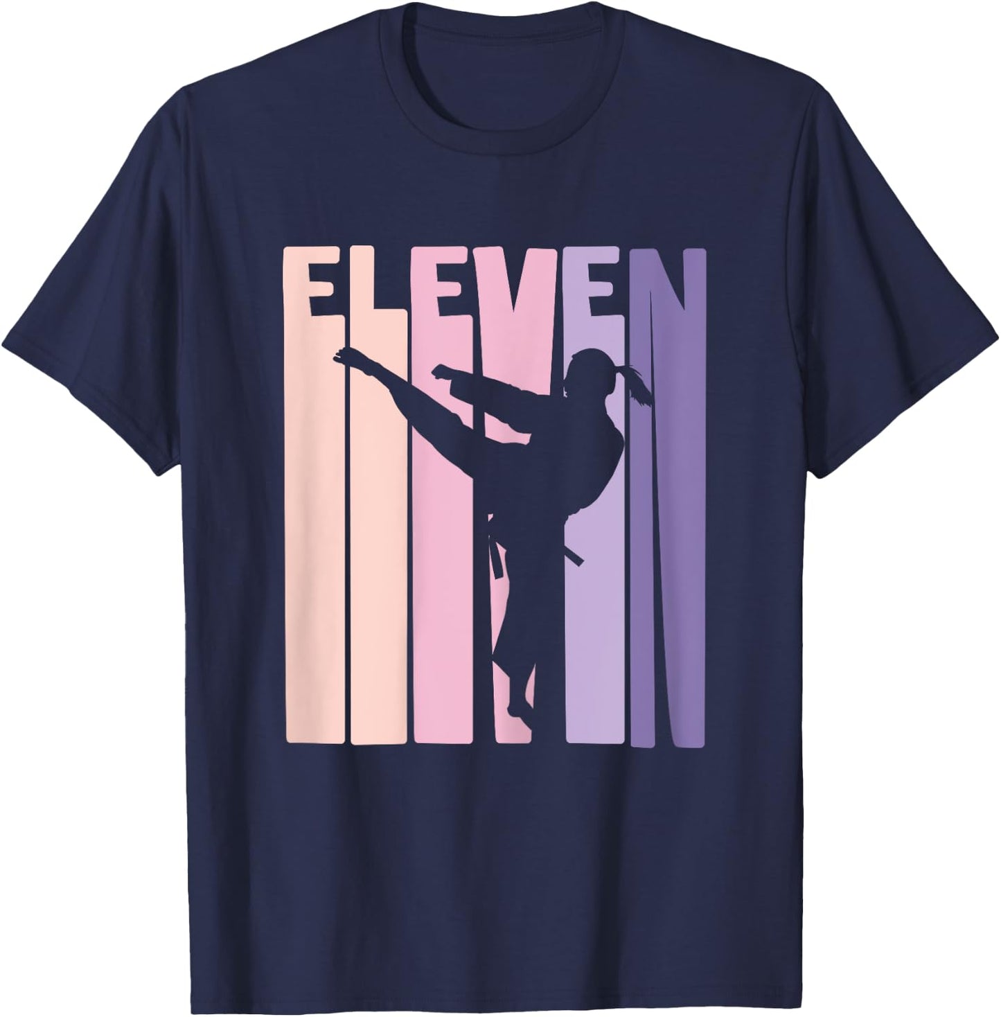 11th Birthday Gift Karate Retro Taekwondo Martial Arts Girls T-Shirt - T-Shirt | Navy