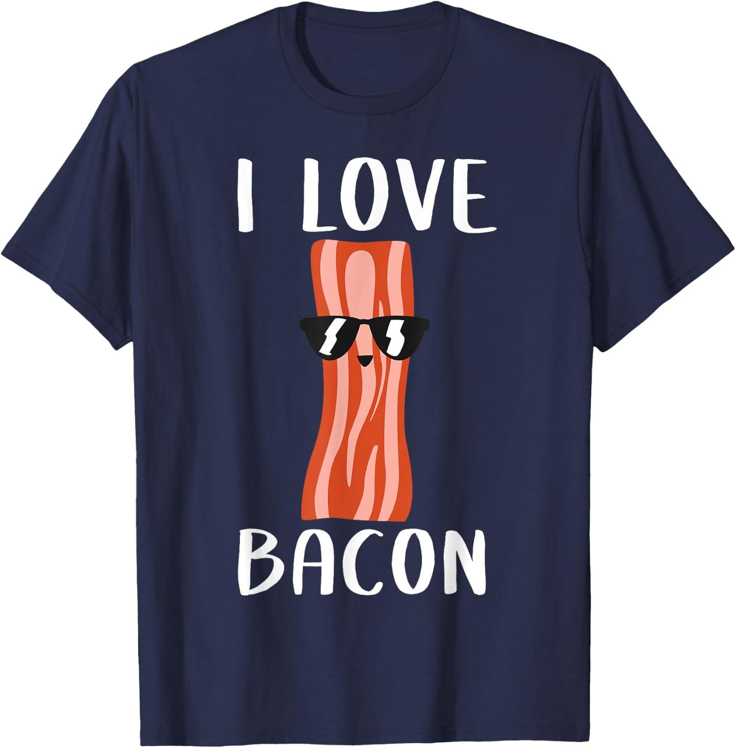 Funny Bacon Gift Kids Boys Girls Cool Geeky I Love Bacon T-Shirt - T-Shirt | Navy