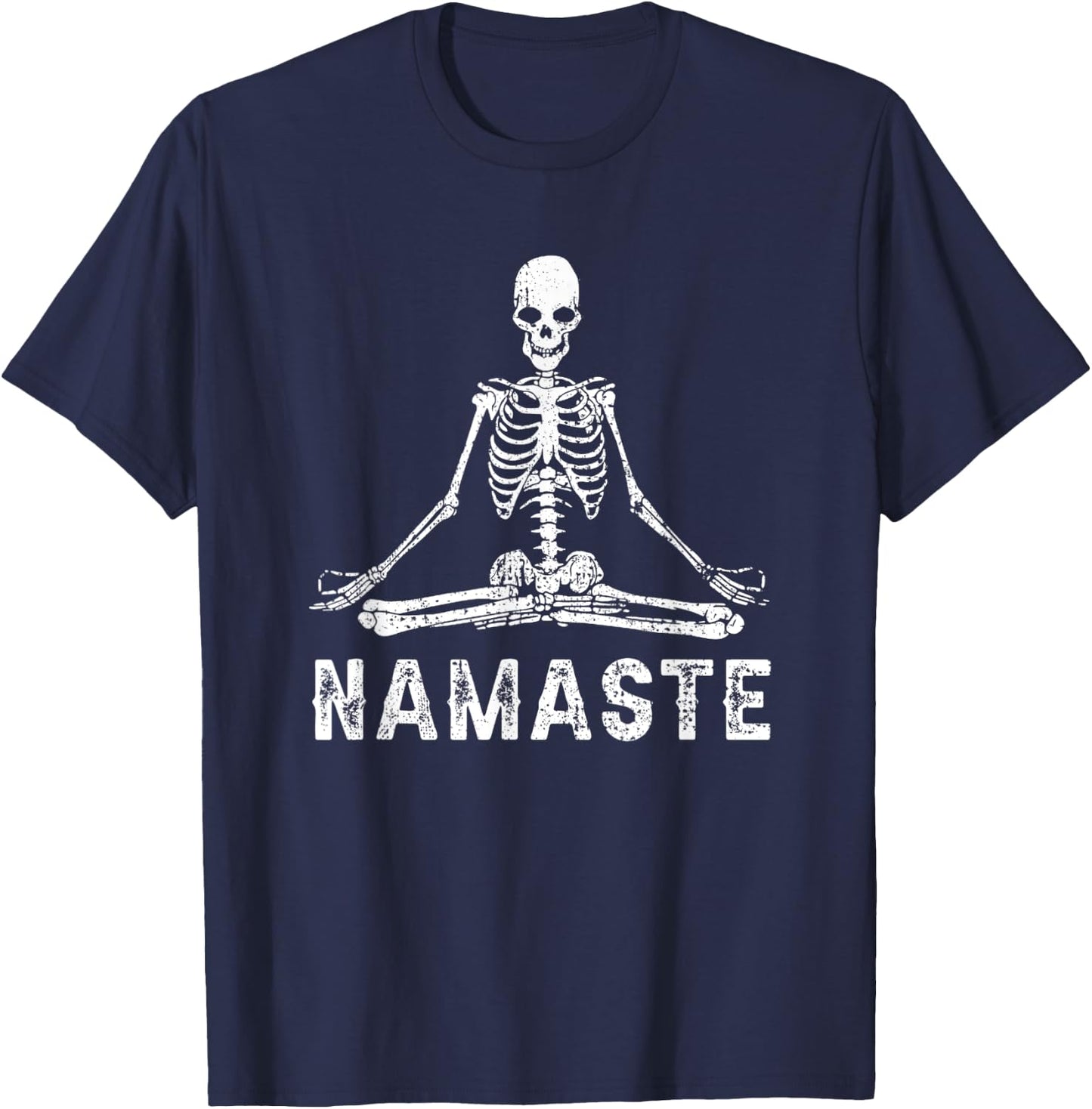 Meditating Skeleton Halloween Costume Lotus Yoga Zen Balance T-Shirt - T-Shirt | Navy