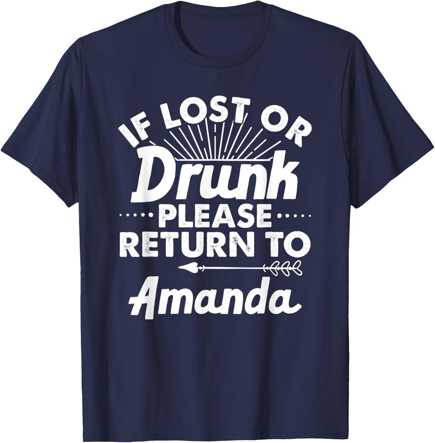 If Lost Or Drunk Please Return To AMANDA Gift Name Women T-Shirt - T-Shirt | Navy